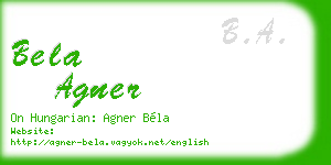 bela agner business card